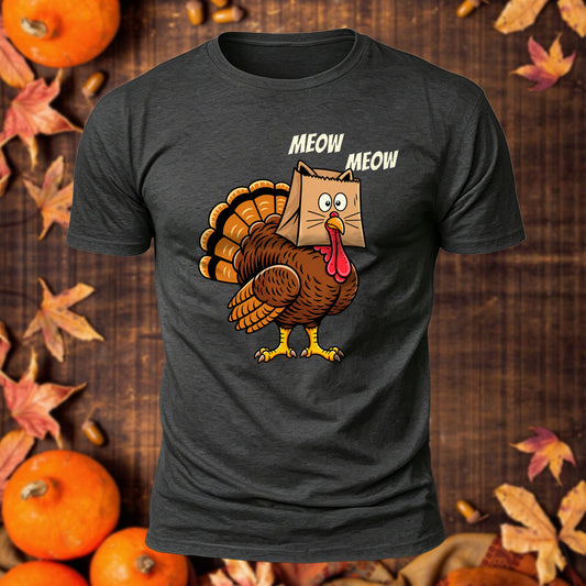 I'm A Cat Not Turkey Printed Short Sleeve T-Shirt