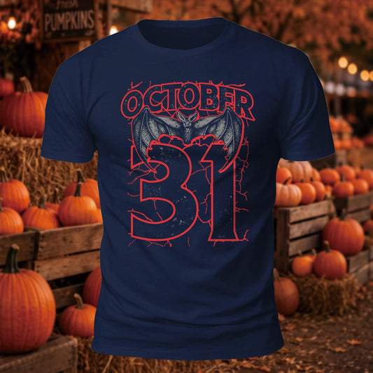 October 31 Halloween Bat Printed Short Sleeve T-Shirt