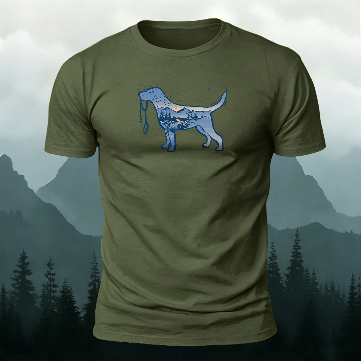 Cotton Creative Puppy Scenery Frame Versatile T-Shirt