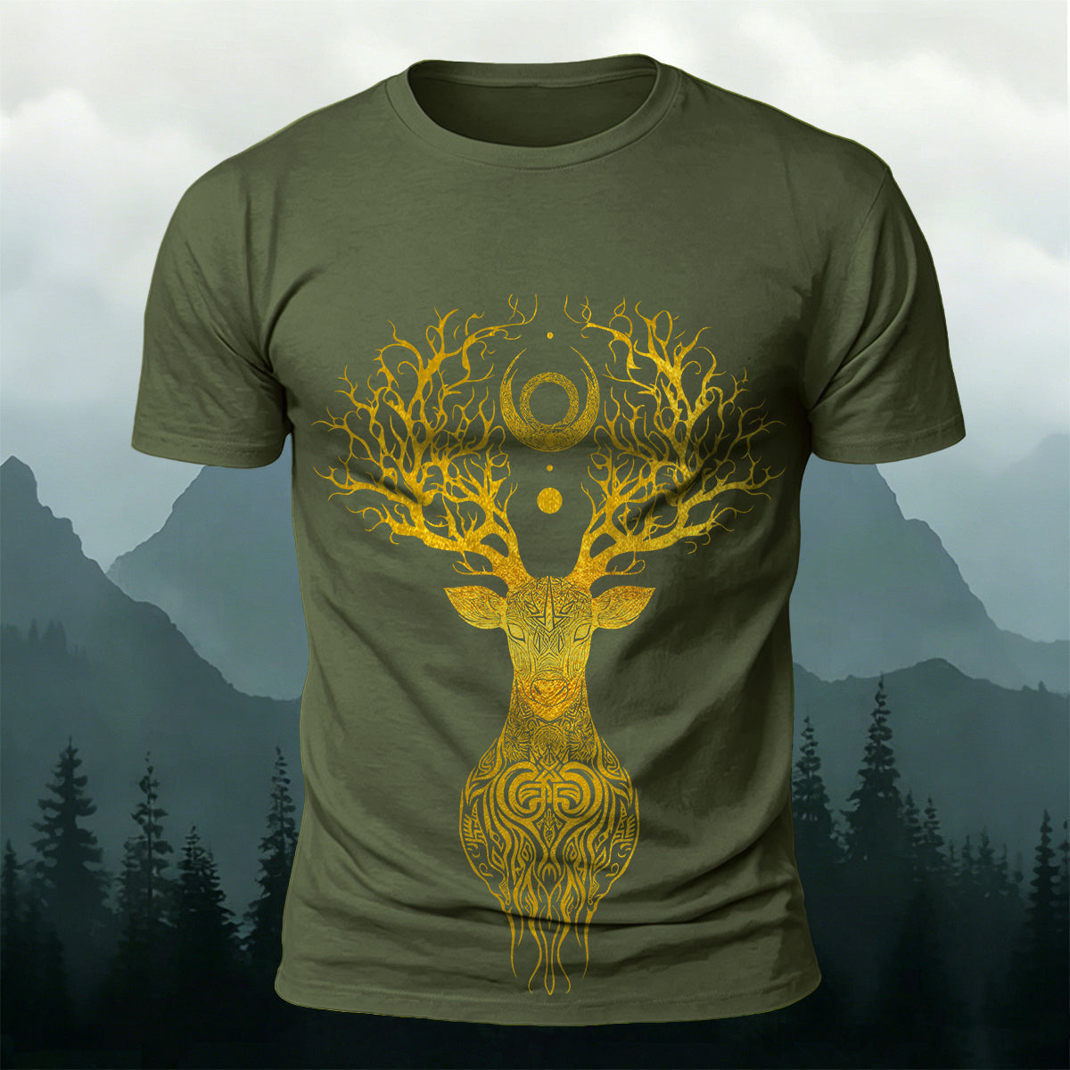 Mysterious Totem Deer Casual Skin-Friendly Tee