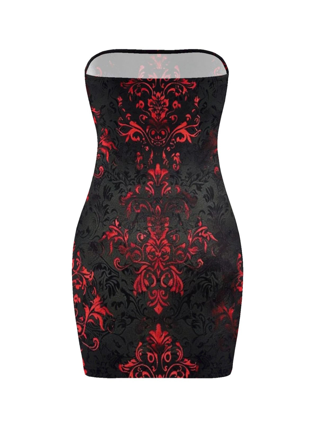 Vintage Gothic Print Strapless Bodycon Skirt