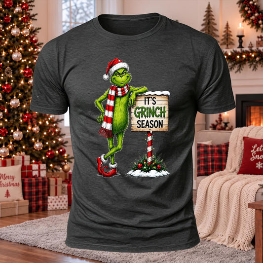 It's Grinch Season Printed Casual Short Sleeve T-Shirt