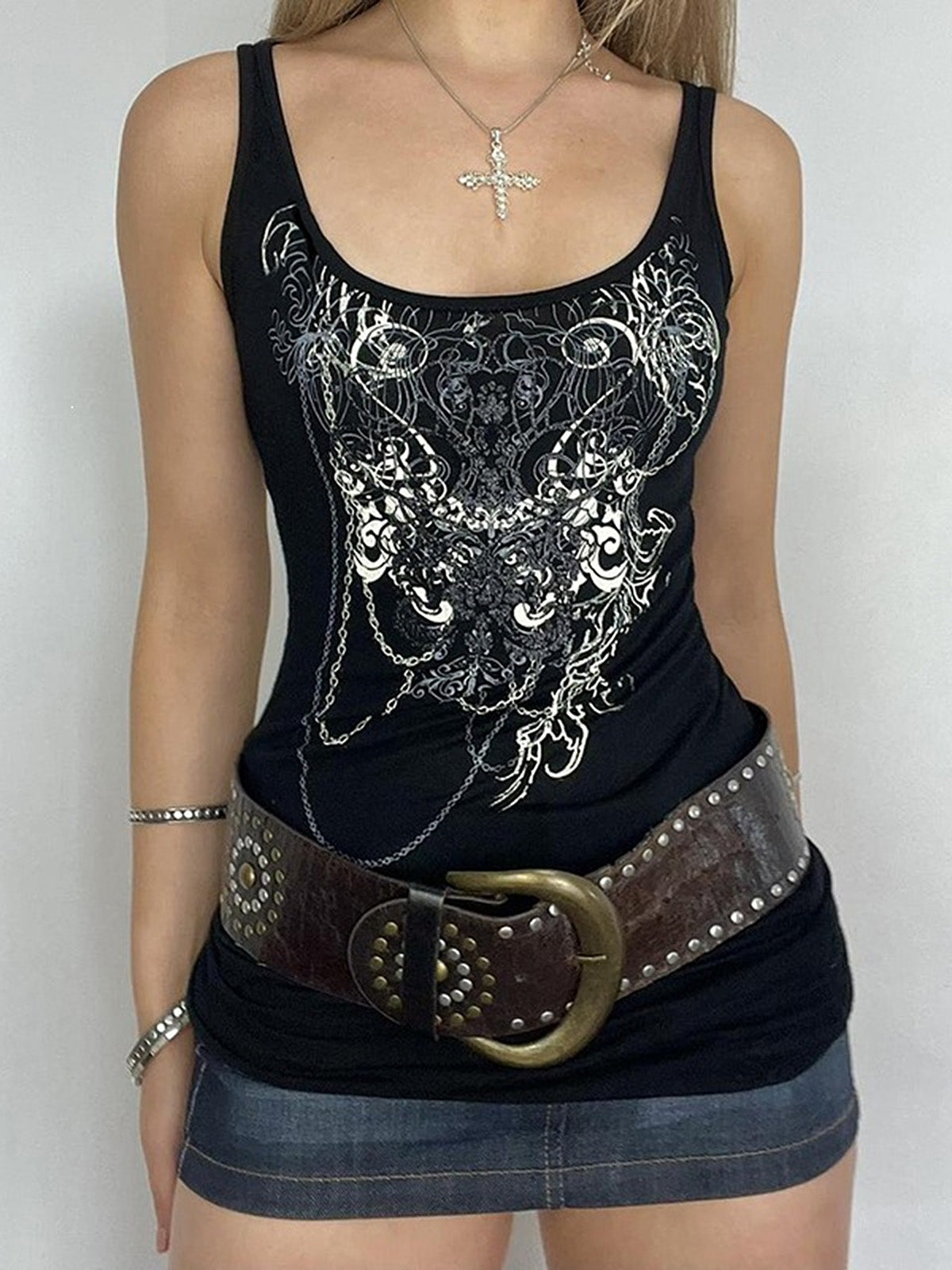 Vintage Dark-Style Custom-Printed Tank Top