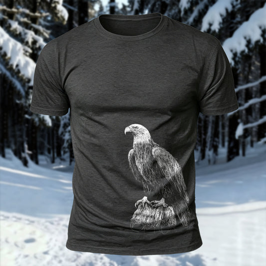 DTG Eagle Line Art Printed Short Sleeve T-Shirt