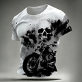 Motorcycle Skull Print Fashion Skin-Friendly T-Shirt