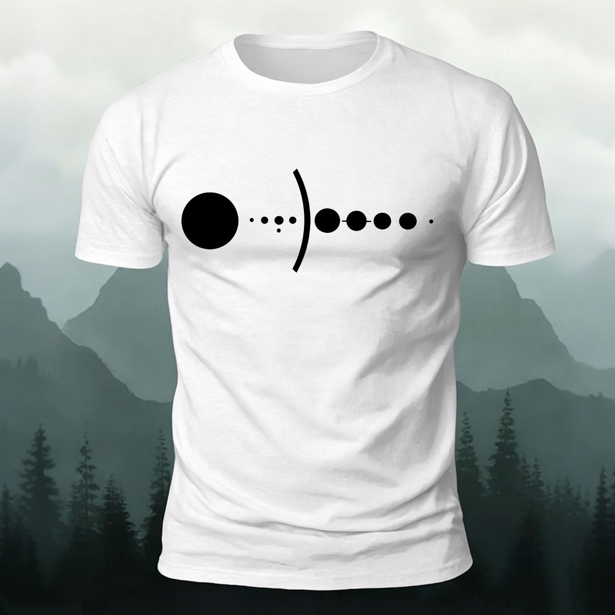 Solar System Silhouette Print  Casual  Cotton T-Shirt white