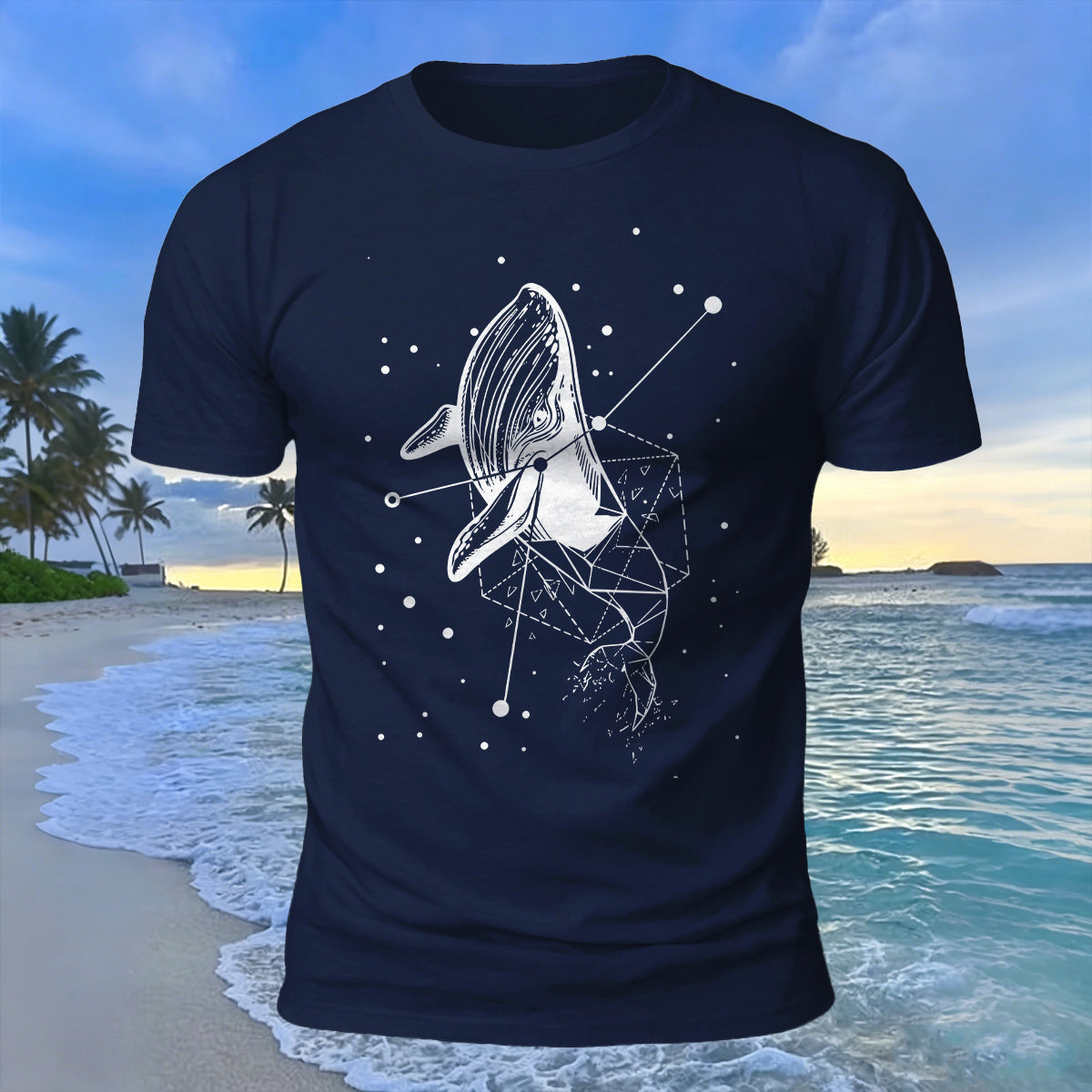 Whale Geometric Print 100% Cotton Soft-Touch T-Shirt