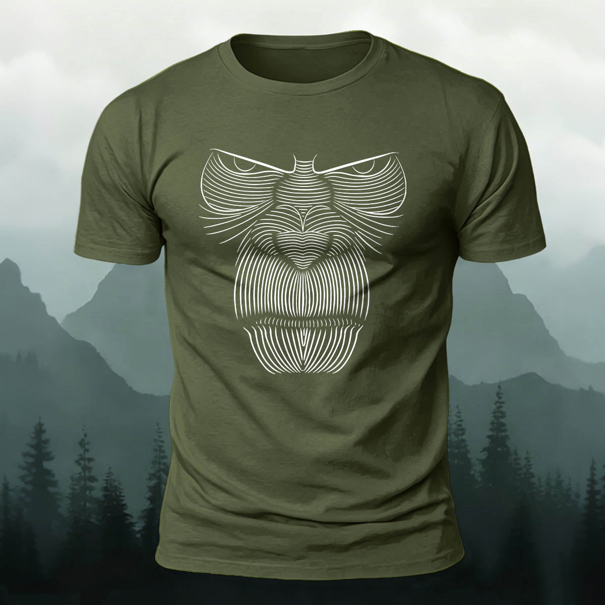 Striped Gorilla Face Printed 100% Cotton Crew Neck T-Shirt