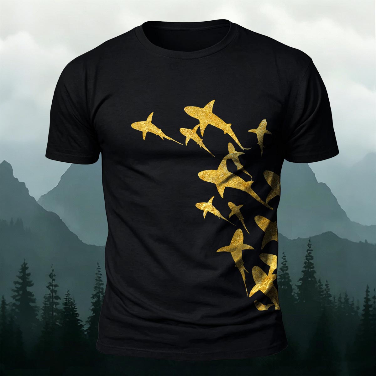 Fish Print Trendy Premium Cotton Casual T-Shirt