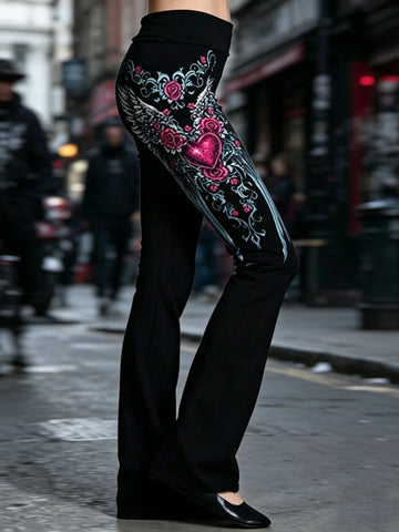 Printed Sexy Slim Fit Stretch Flared Pants