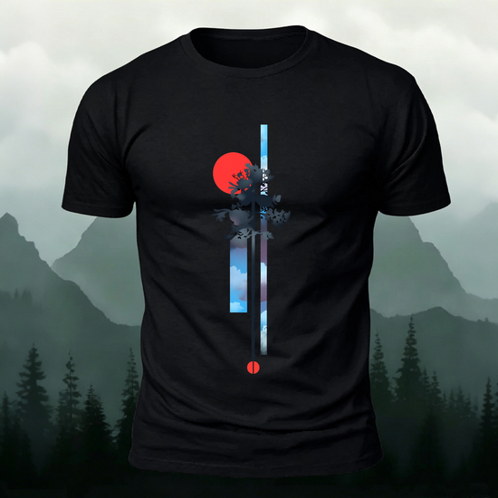 Tree Pattern Natural Outdoor Premium Cotton Tee Black