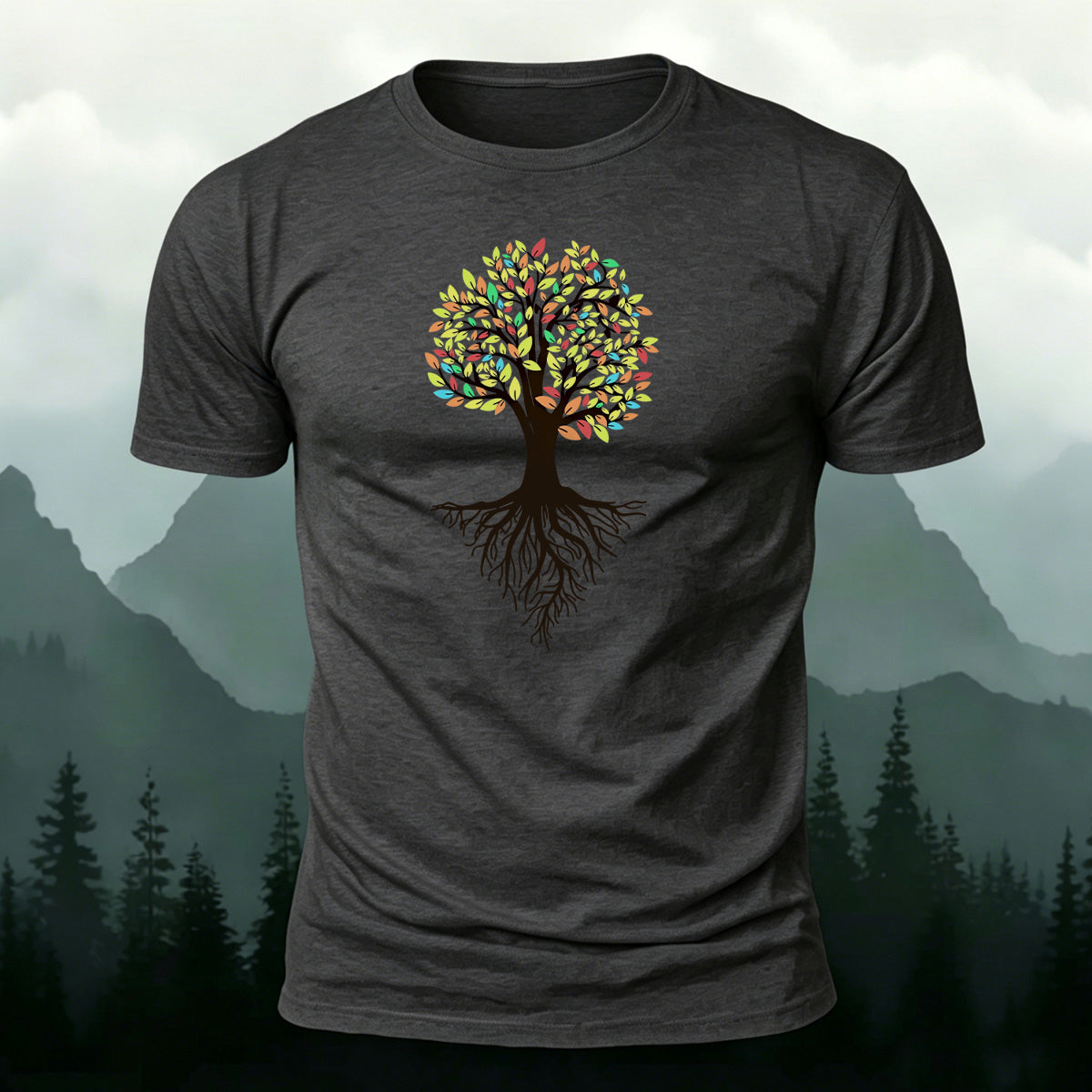 Minimalist Dense Trees Pattern Breathable Material T-Shirt
