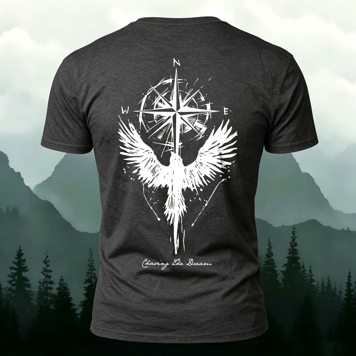 Phoenix Compass Print Casual Cotton T-Shirt