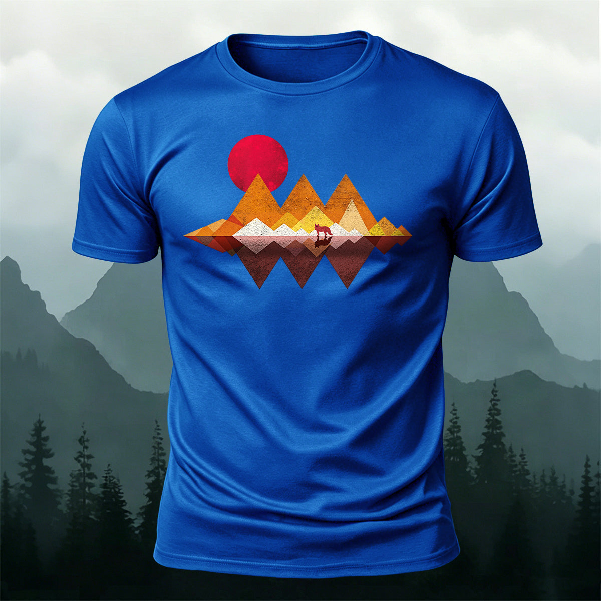 Geometric Mountain Minimalist Natural Breathable T-Shirt
