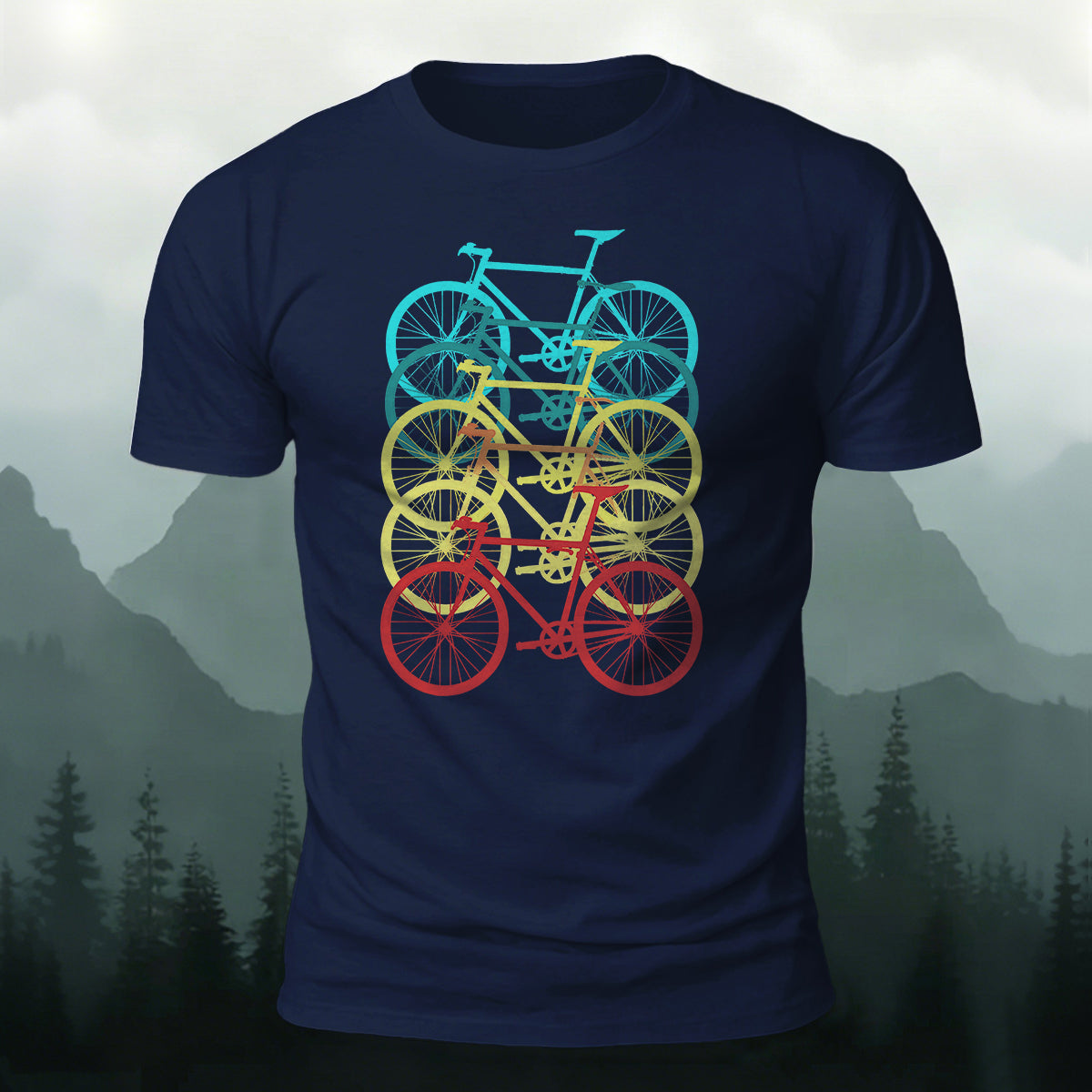 Bicycle Graphic Outdoor Soft Premium Cotton T-Shirt Navy