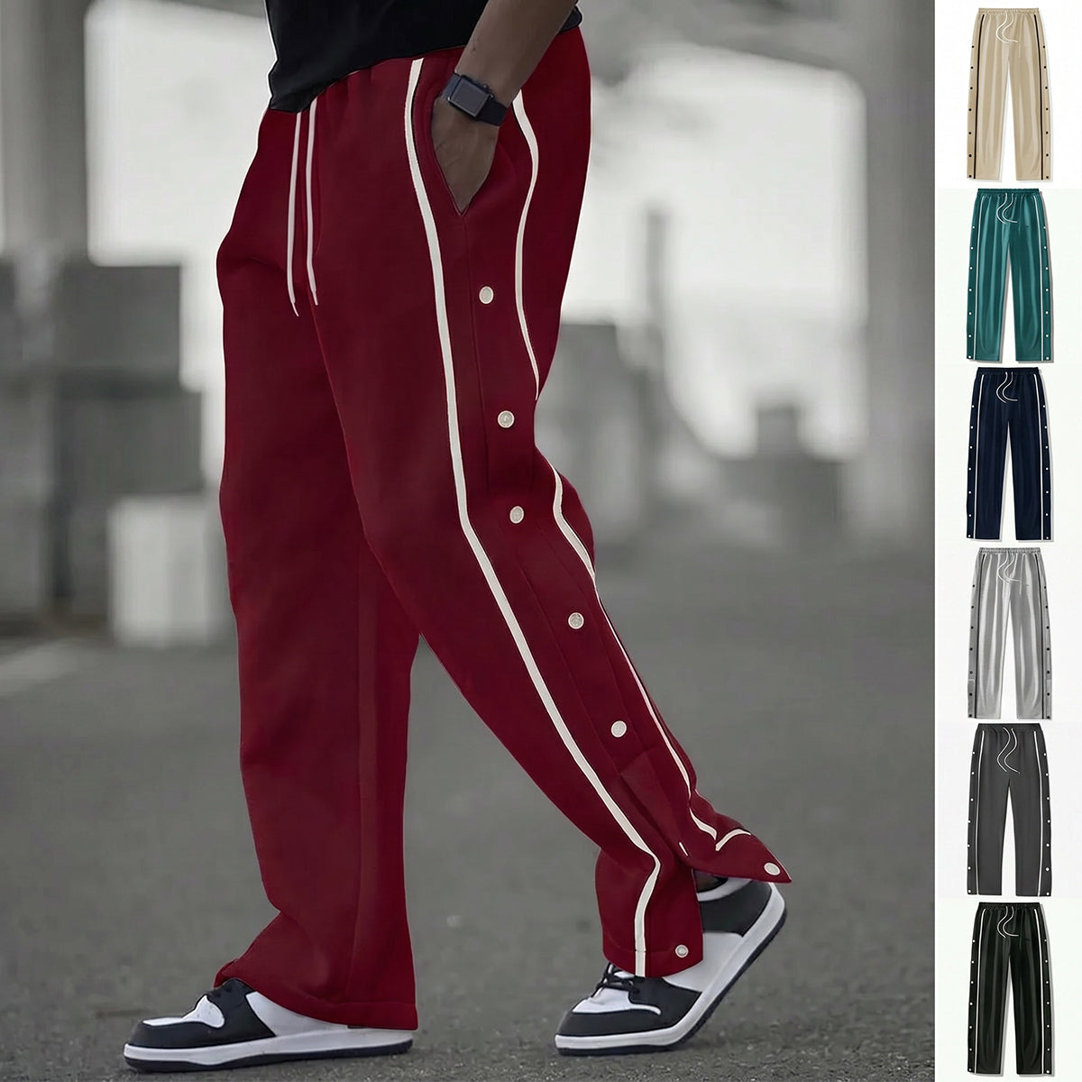Buttoned Trendy Trend Retro Casual Jogger Pants