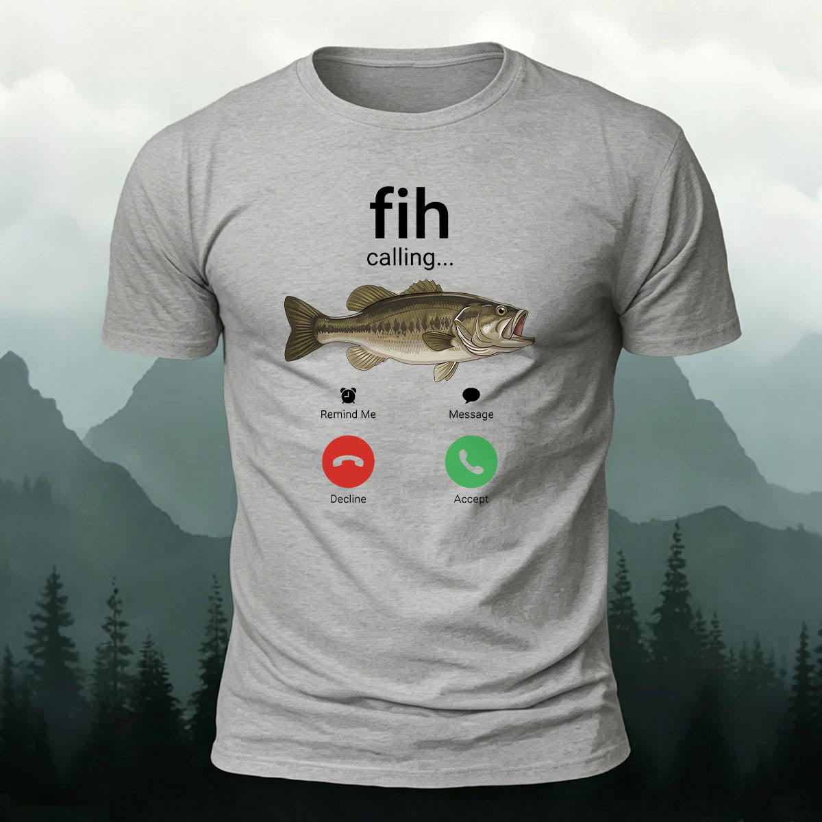 Fun Fishing Phone Casual Breathable T-Shirt