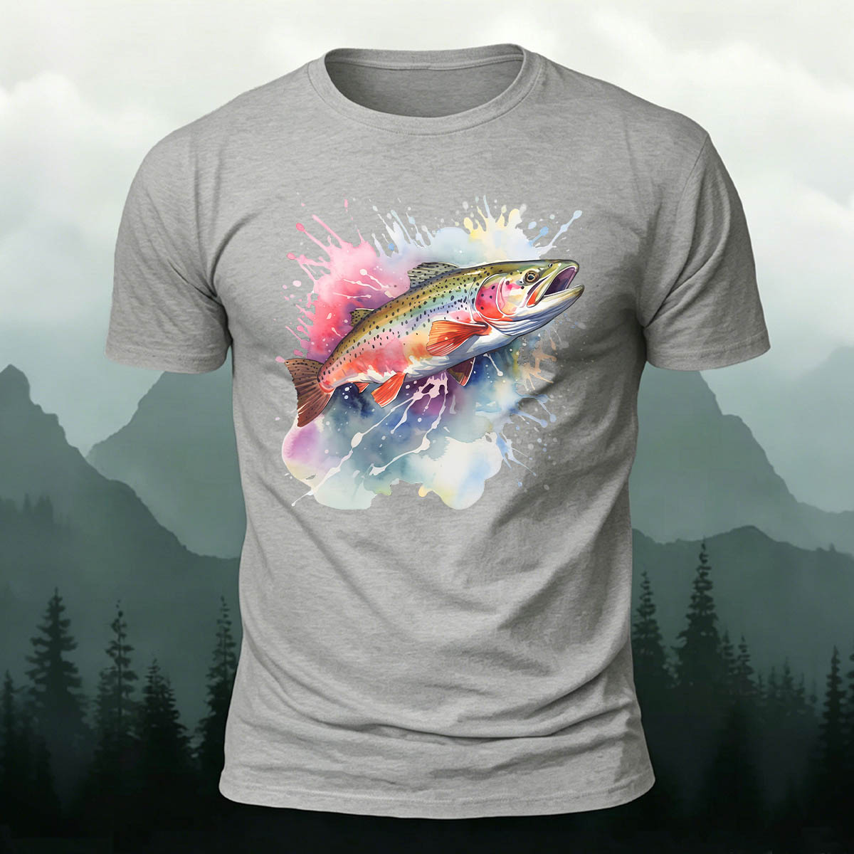 Minimalist Trout Graphic Outdoor 100% Cotton T-Shirt