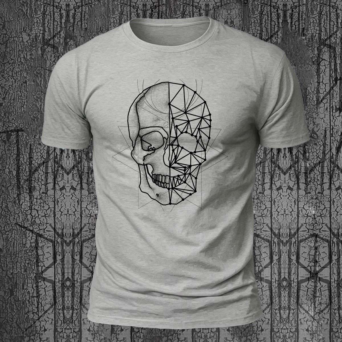Line Skeleton Graphic Casual 100% Cotton T-Shirt