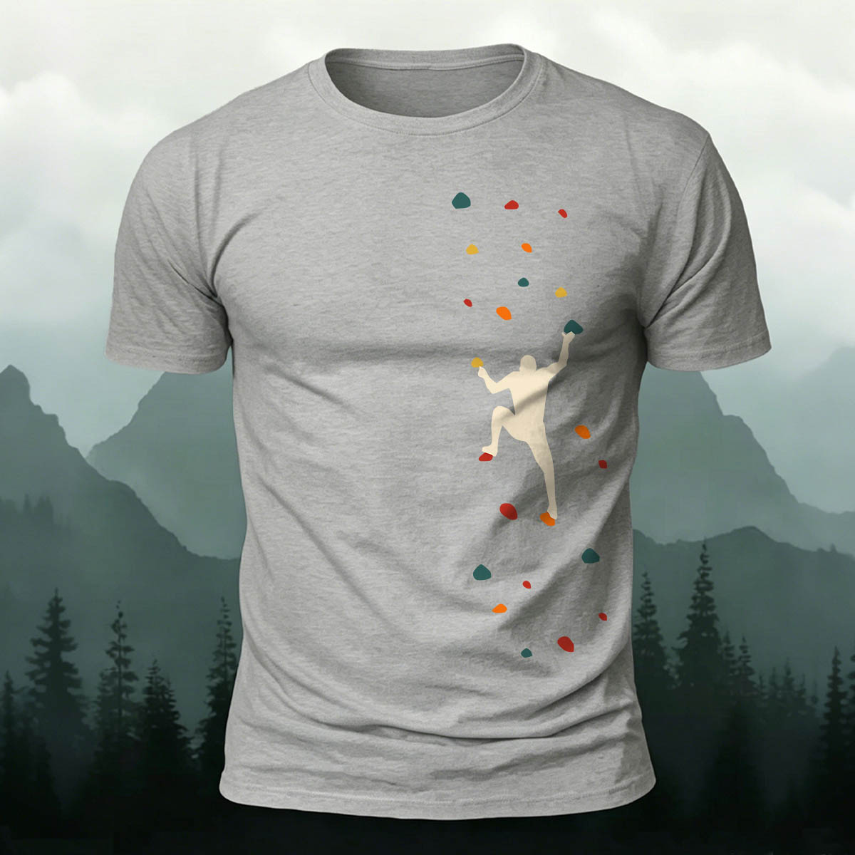 Rock Climbing Print Outdoor Cotton T-Shirt