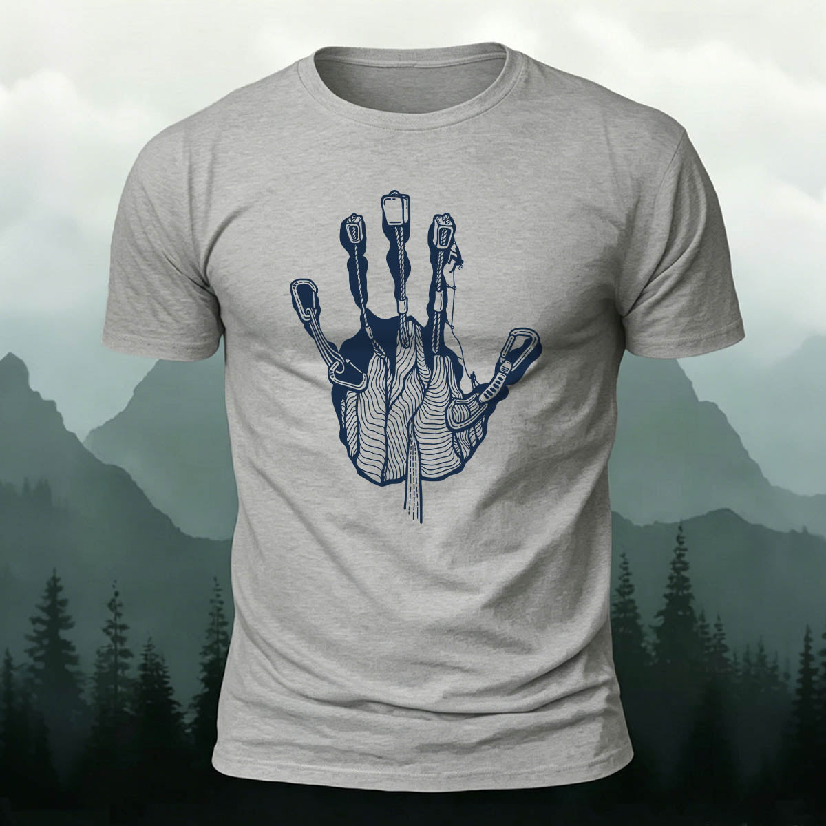 Rock Climbing Handprint Casual 100% Cotton T-Shirt