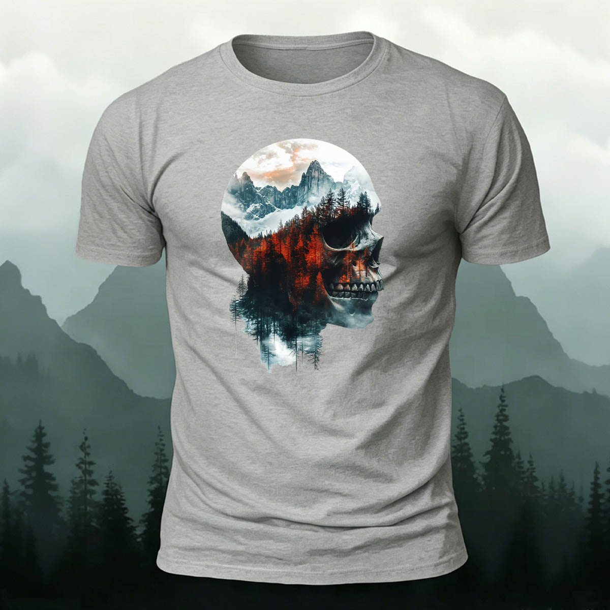 Skull Art Landscape Print Unisex Cotton T-Shirt