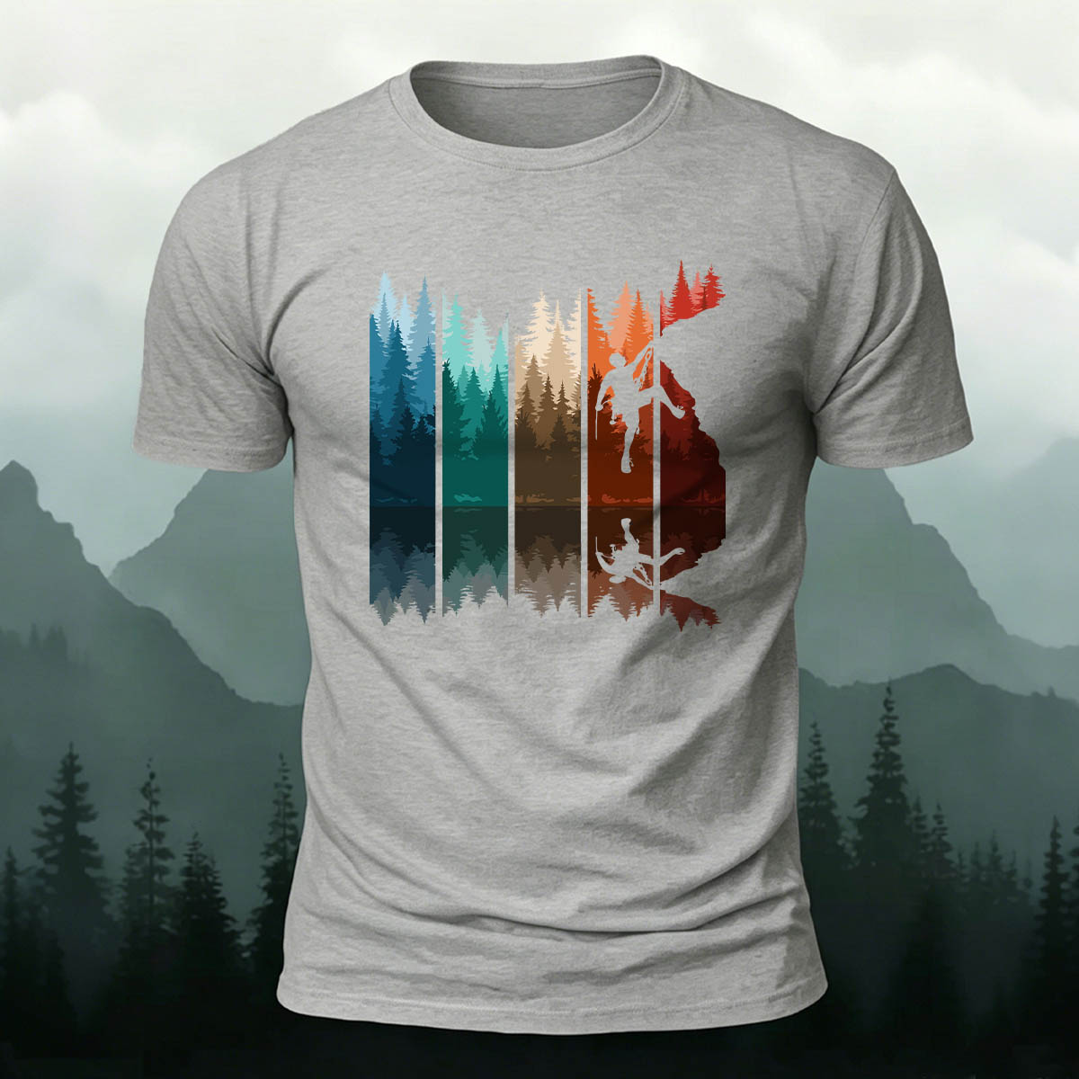Colorful Adventure Mountain Print Outdoor Cotton T-Shirt