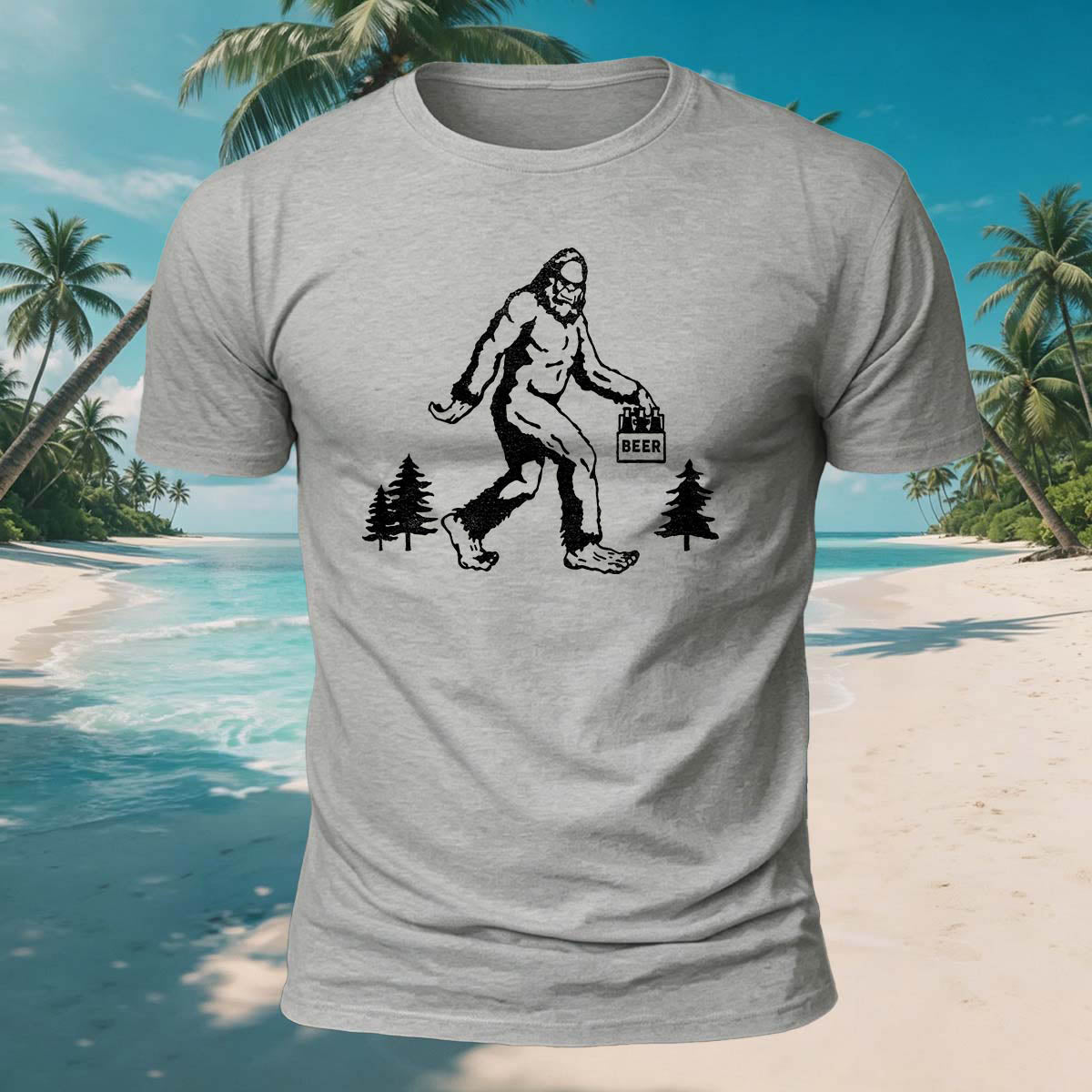 Gorilla Carrying Beer Print Casual Breathable Cotton T-Shirt