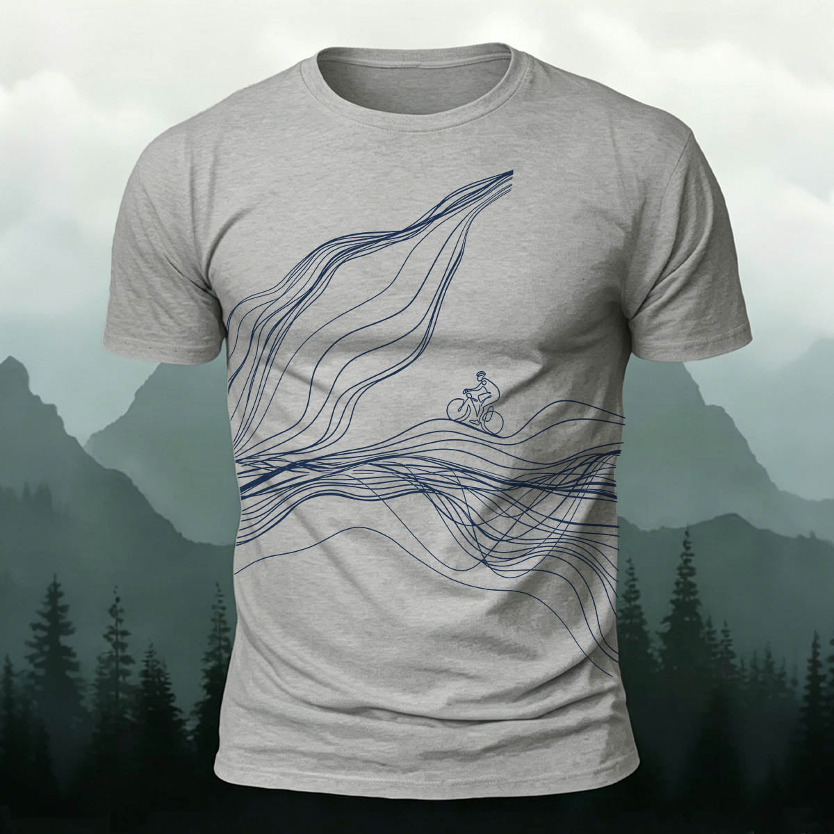 Sublimation  Line Art Cycling Graphic Casual Tee
