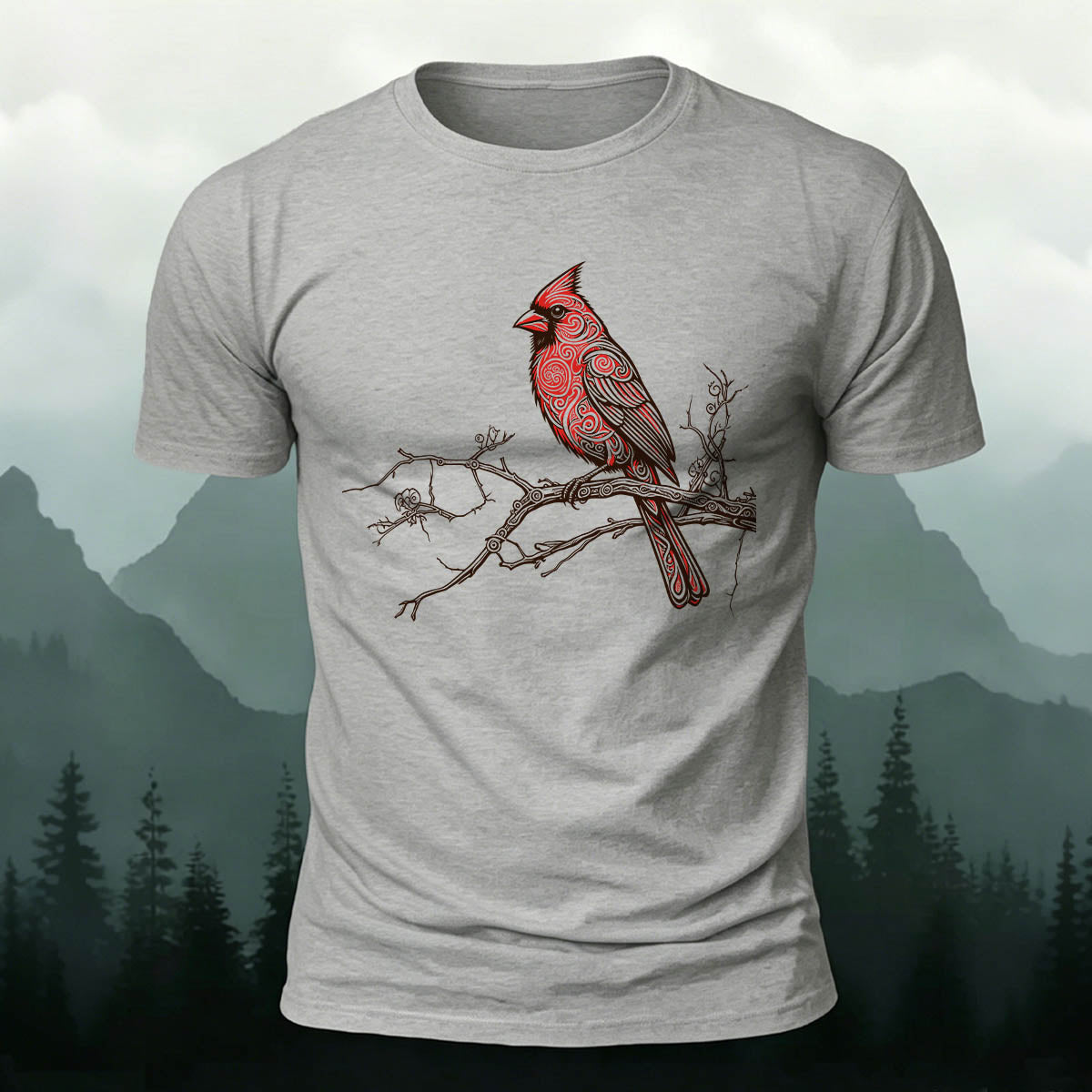 Vintage Red Cardinal Casual 100% Cotton T-Shirt