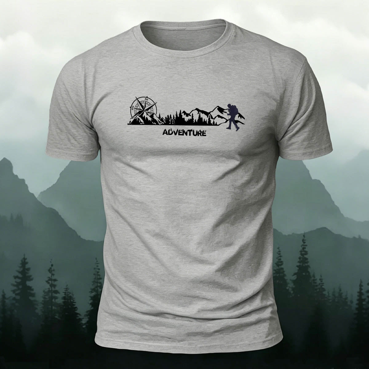 Snow Mountain Climbing Adventure Printed Casual Cotton T-Shirt
