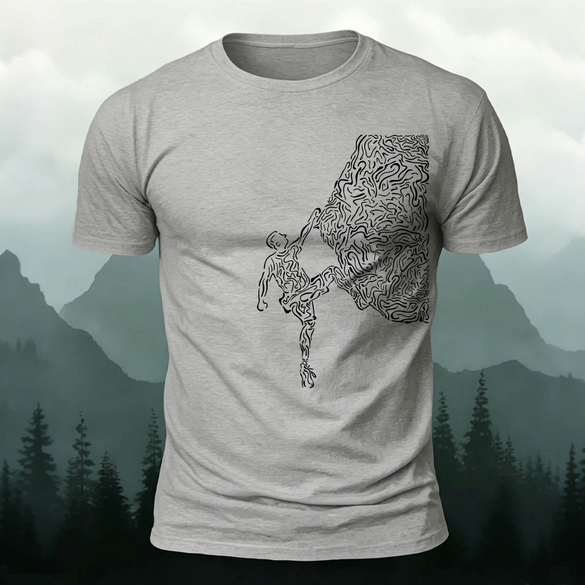 Rock Climbing Artwork Print Casual Cotton T-Shirt