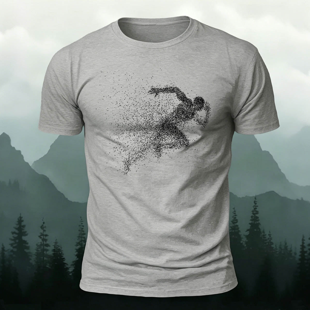 Running Character Print Casual Cotton T-Shirt