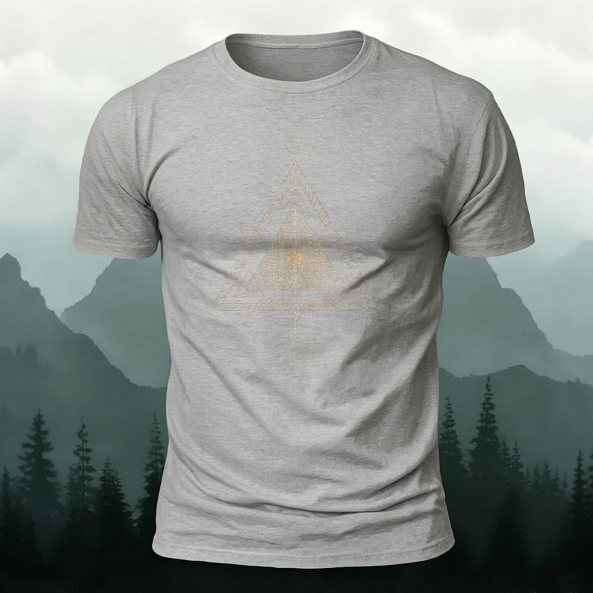 Cotton Geometric Triangle Print Casual and Versatile T-Shirt