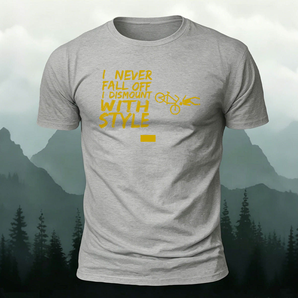 Cotton I Never Fall Off Printed Outdoor Cycling T-Shirt