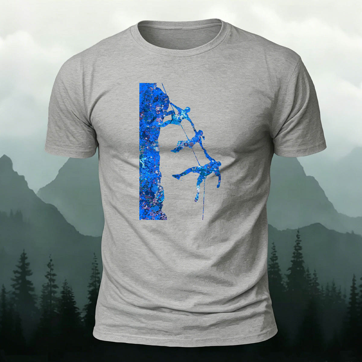 Adventure and Hiking Blue Printed Cotton T-Shirt