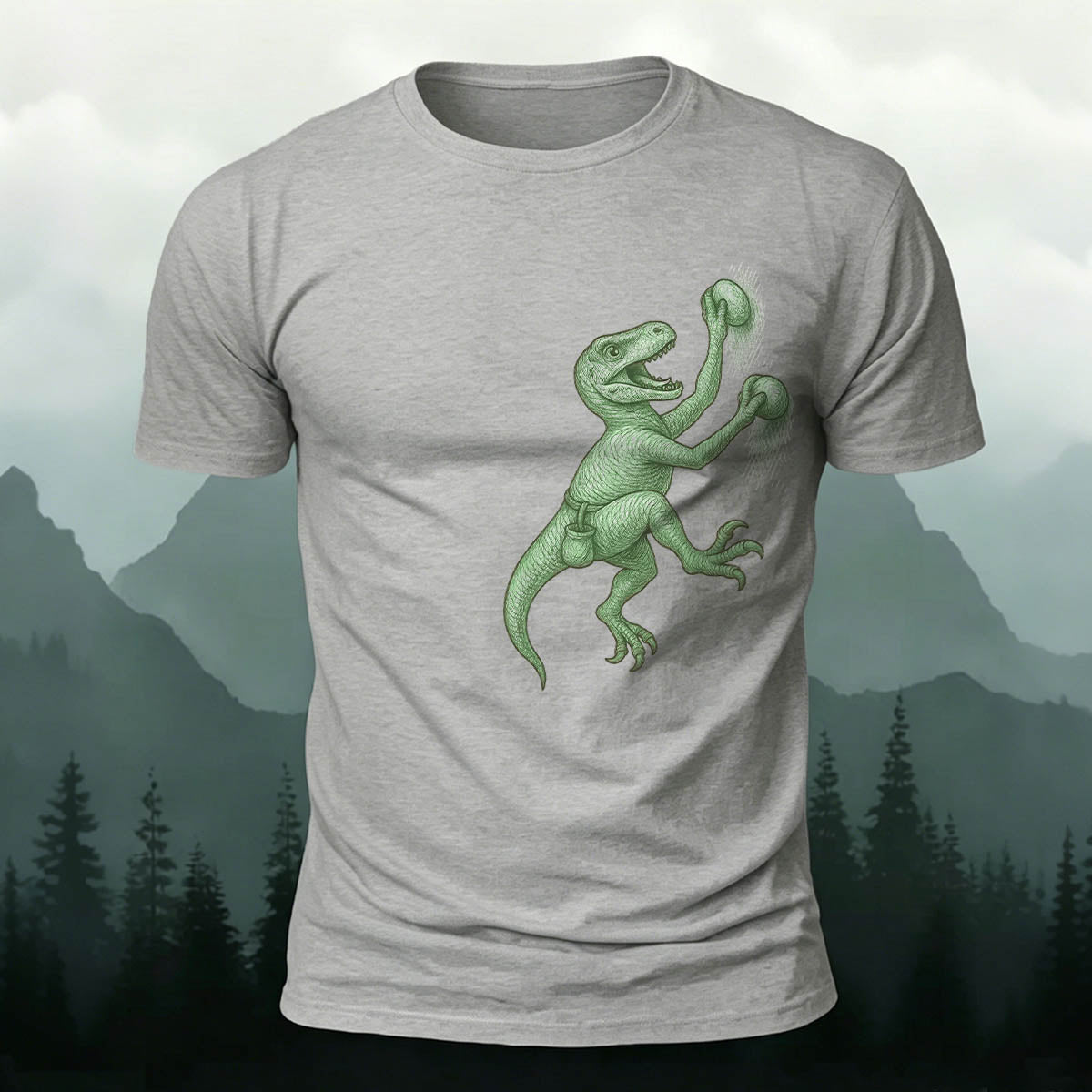Dinosaur Climbing Fun Print Outdoor Breathable T-Shirt