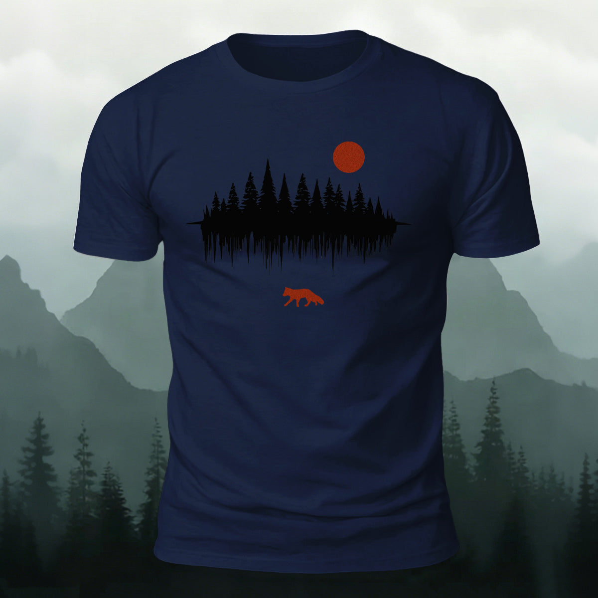 Forest Reflection Natural Leisure Premium Cotton T-Shirt Navy