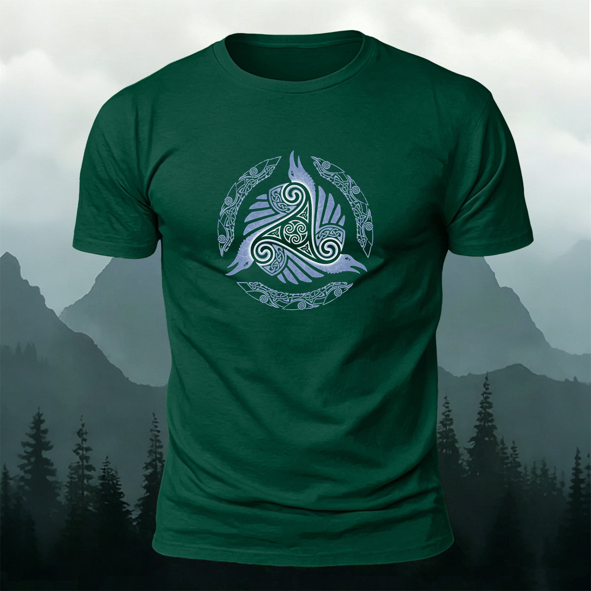 Viking Totem Print Casual Cotton T-Shirt