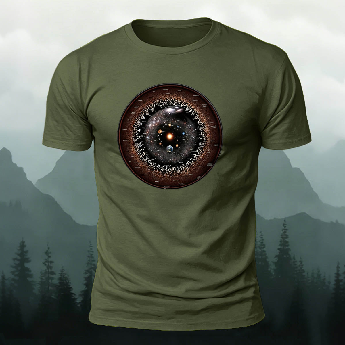 Galaxy Eye Creative Print Casual 100% Cotton T-Shirt