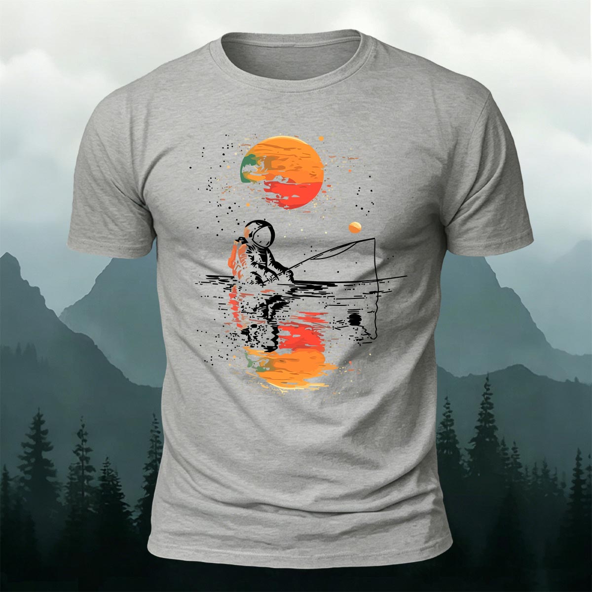 Ride the Moon Casual Cotton T-Shirt Grey