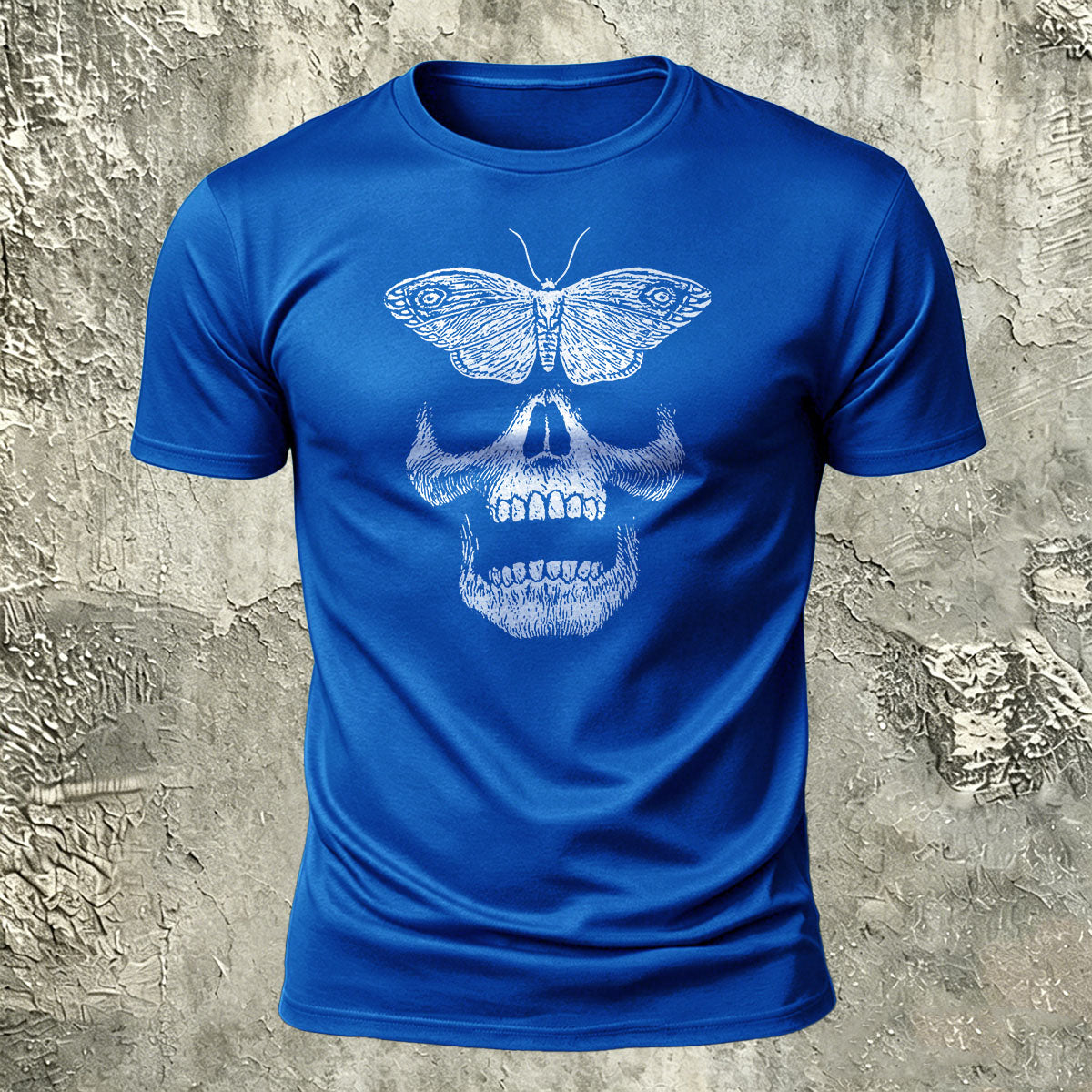 Vintage Butterfly Skull Print Casual Cotton T-Shirt