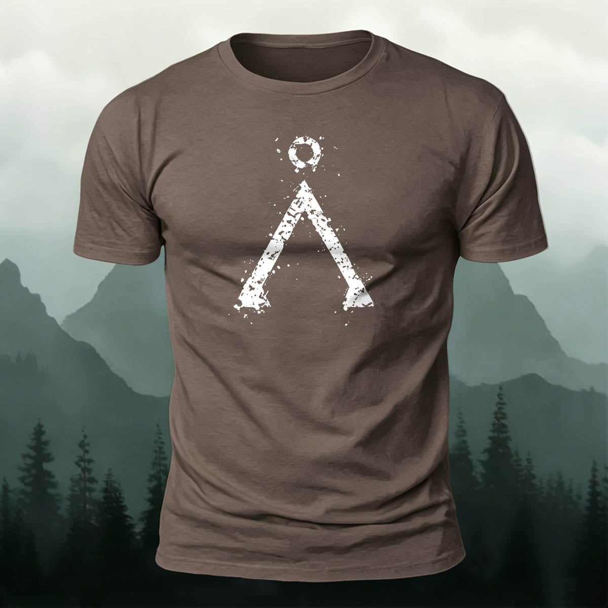 Triangle-Patterned Printed Casual Cotton T-Shirt