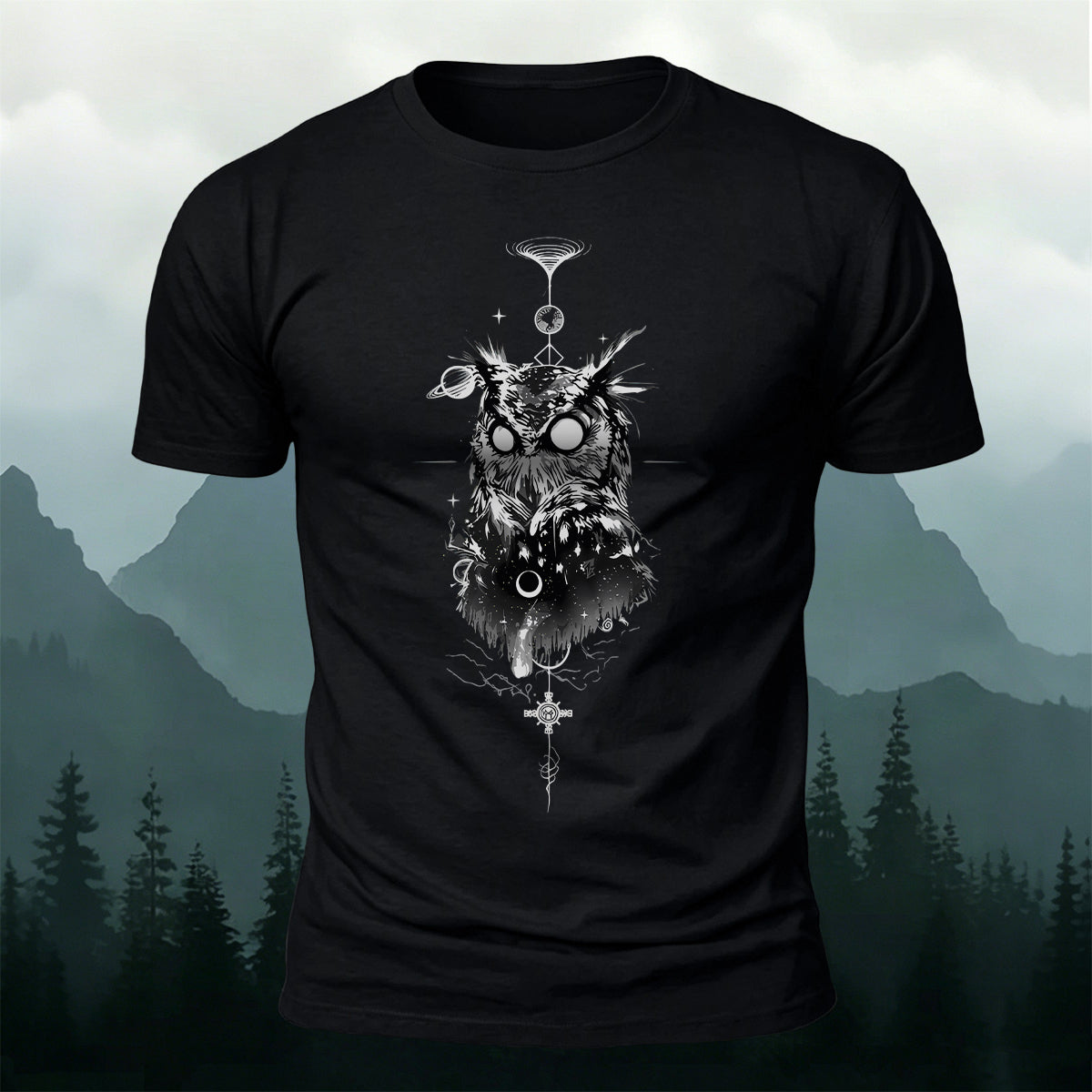 Vintage Owl Fashion Print Casual Cotton T-Shirt