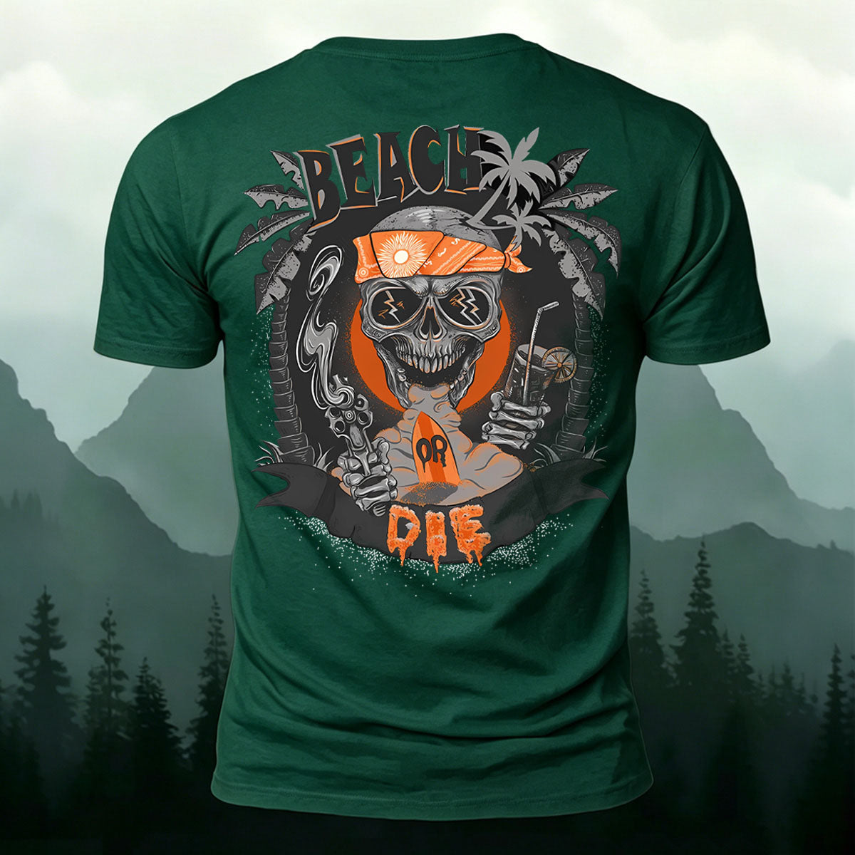 Skull Beach Vacation Fashion 100% Cotton T-Shirt