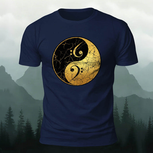 Musician Yin-Yang Symbol Print Casual Cotton T-Shirt