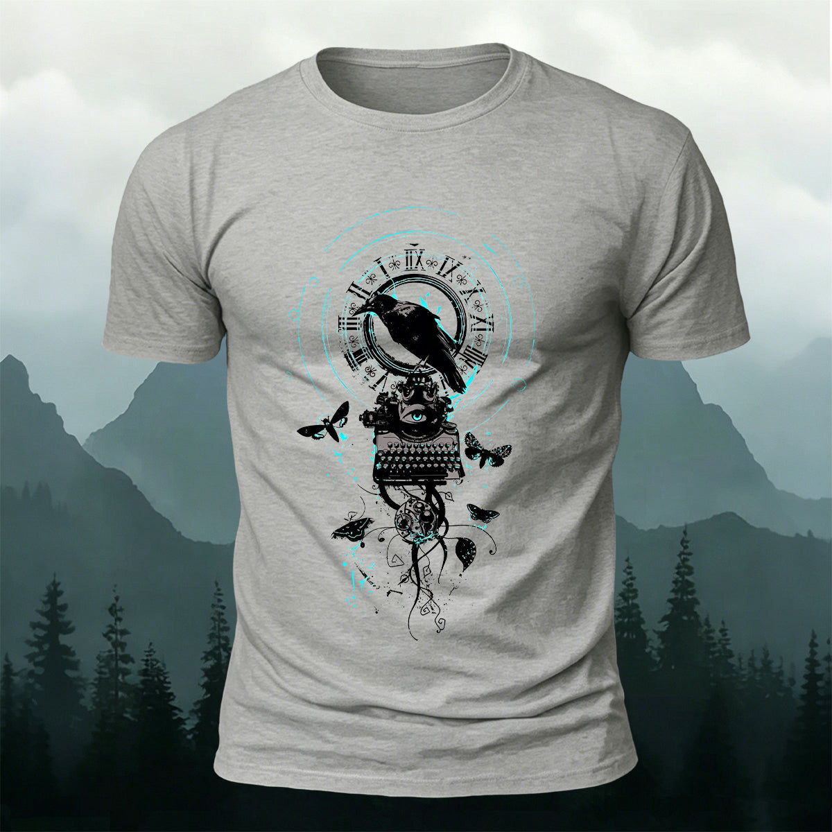 Artistic Bird Print Fashionable 100% Cotton T-Shirt