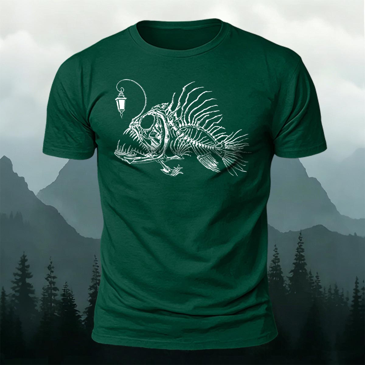 Underwater Fishbone Pattern Cotton Casual T-Shirt