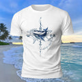 Creative Whale Compass Print 100% Cotton Soft-Touch T-Shirt