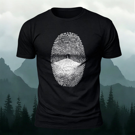 Fingerprint Print Artistic Natural Premium Cotton T-Shirt Black